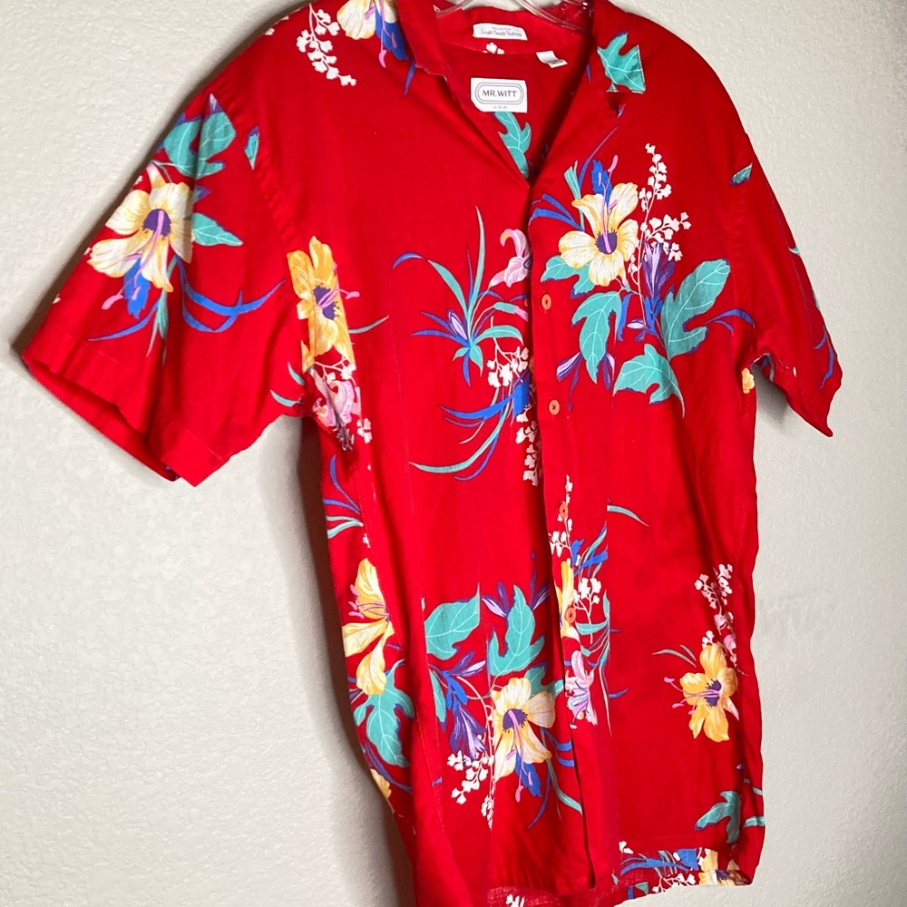 Sold EBay Vintage Mr.Witt Hawaiian Shirt Red Floral Cotton Short Sleeve Size L